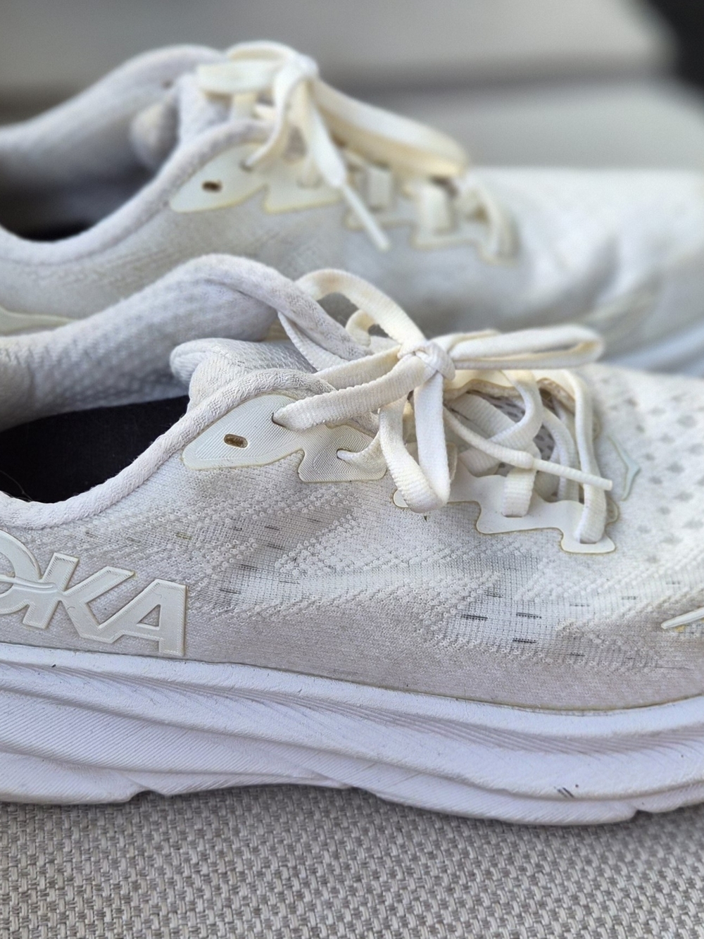 HOKA Kids White Athletic Running Shoes